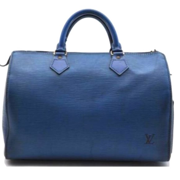 LOUIS VUITTON Pre Owned Epi Leather Blue Speedy 30 Satchel Bag